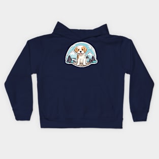 White Dog Mountain View Art Kids Hoodie